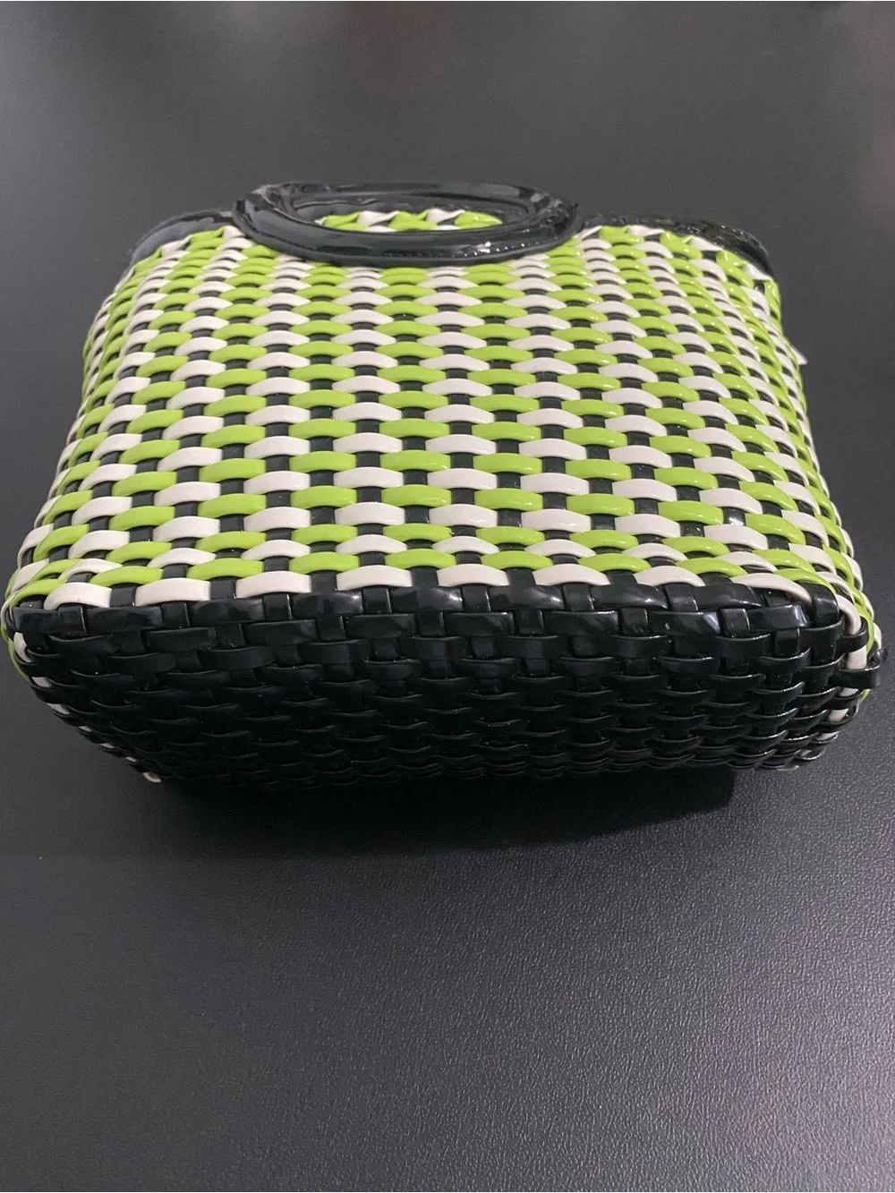 New SOLID & STRIPED REVOLVE Woven Black White Green Handbag Tote